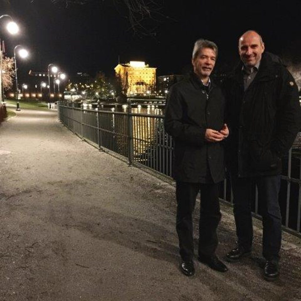 Holger Schenk and Matti Olsen on theirs way to evening gala of the event taking place in Vapriikki, old town of Tampere.